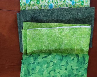 Green fat quarter bundle  set of 5 different patterns 100% cotton calico keepsake fabric