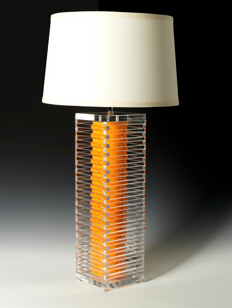 Orange Table Lamp. Modern Lighting, Acrylic Lamp, Bedside Lamp, Ceramic Lamp, Desk Lamp, Modern ...