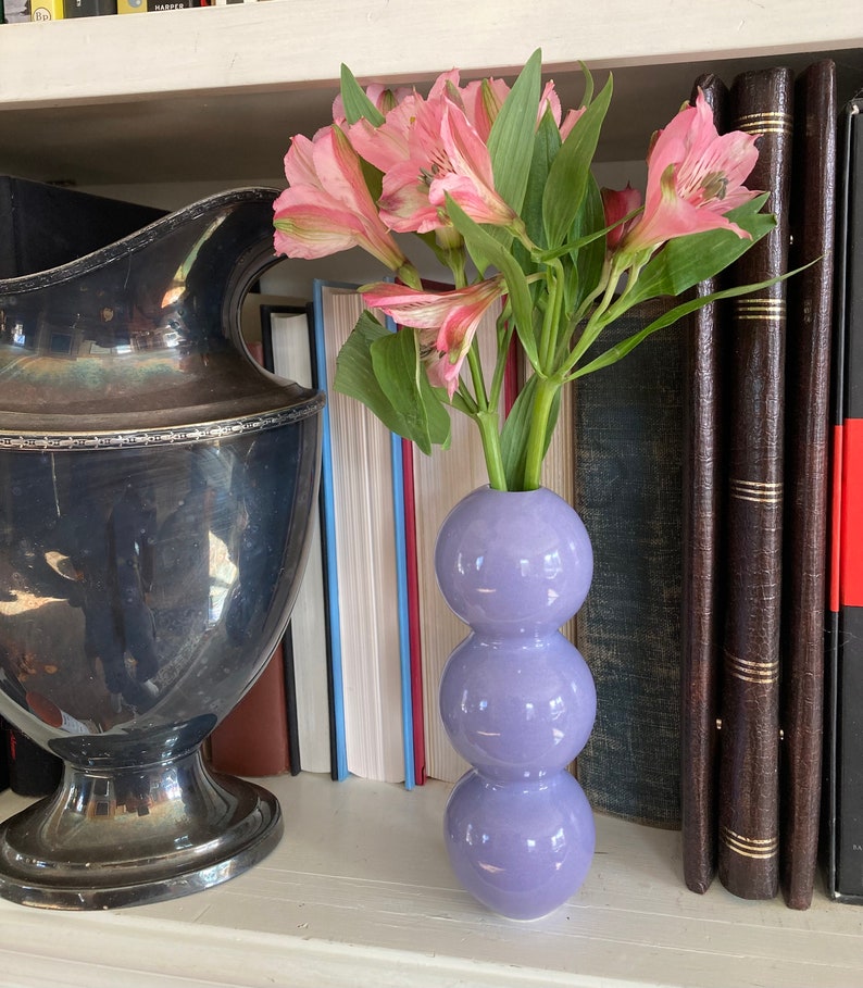 Purple ceramic bud vase image 5
