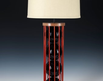 Black table lamp. Modern lighting,  wood lamp, bedside lamp, ceramic lamp, desk lamp, modern ceramic lamp. Handmade lighting, metal lamp.