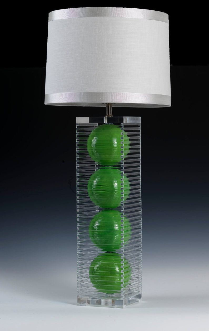 Green Table Lamp Modern Lighting Acrylic Bedside Ceramic Desk Handcrafted