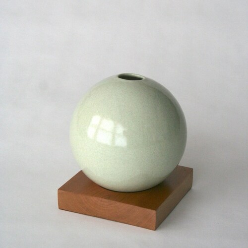 Grey Vase Ceramic and Wood Vase Ceramic Vase Flower Vase Etsy