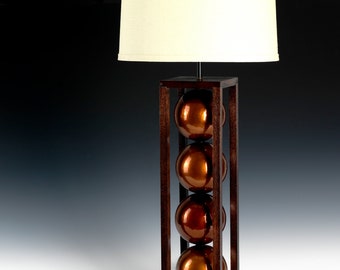 copper table lamp. Modern lighting,  wood lamp, bedside lamp, ceramic lamp, desk lamp, modern ceramic lamp. Handmade lighting, metal lamp.