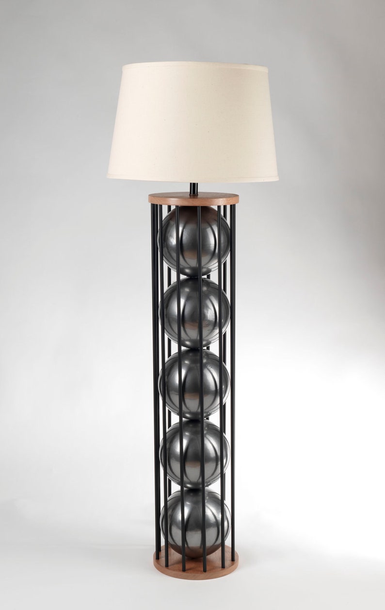 Chrome Floor Lamp Modern Lighting Wood Ceramic Handmade Metal
