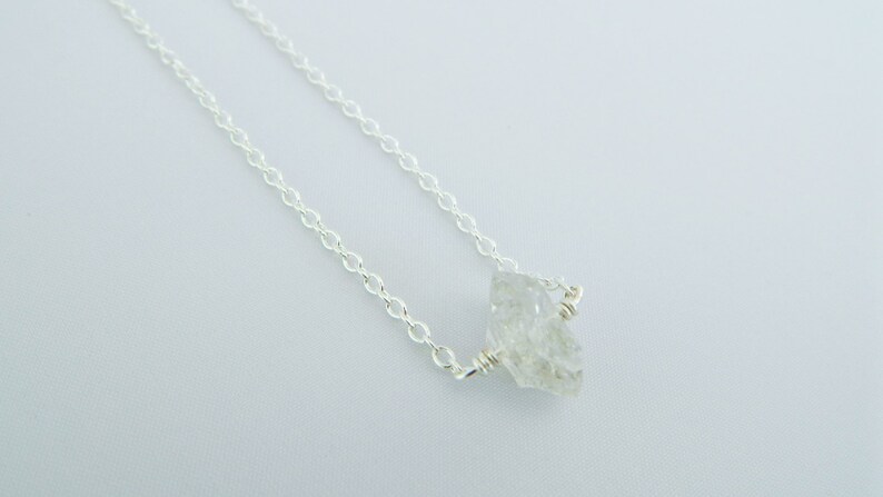 Herkimer Diamond Necklace Bridal Party Jewelry Tiny Necklace Gift for her Gemstone Necklace Sterling Silver Necklace Floating Necklace