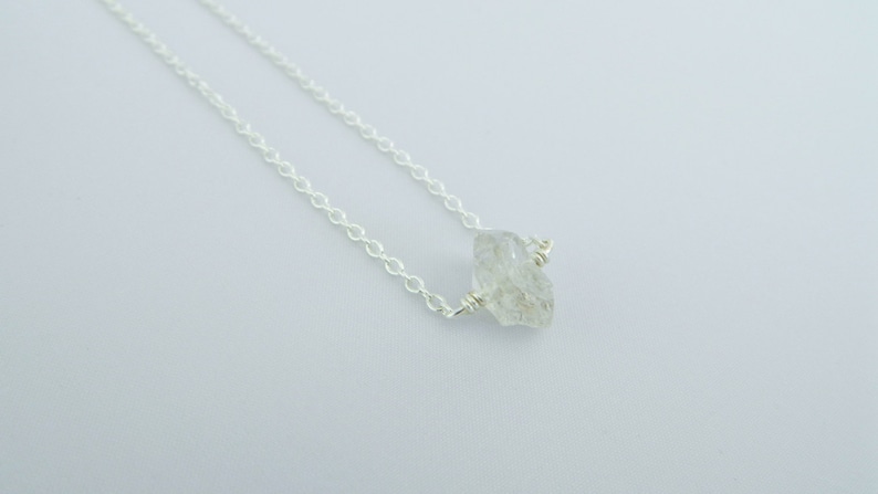 Herkimer Diamond Necklace Bridal Party Jewelry Tiny Necklace Gift for her Gemstone Necklace Sterling Silver Necklace Floating Necklace