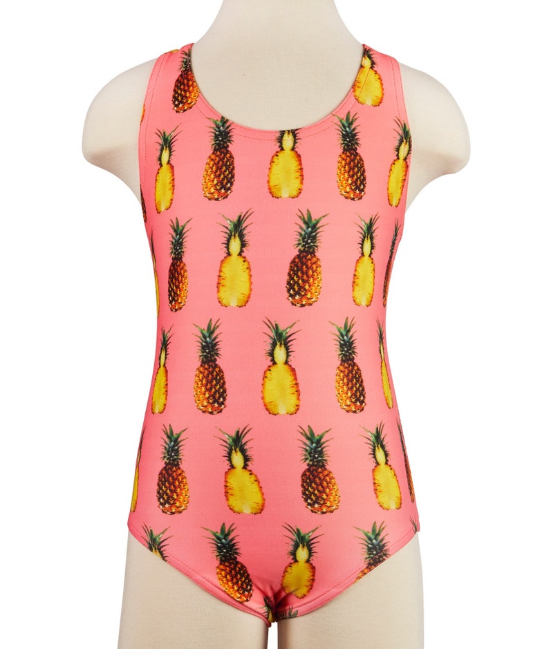 Pineapple Coral Girl S Tank Swimsuit Etsy