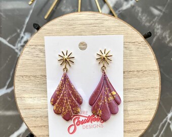 Purple Stardust Clay Earrings | Handmade Clay Earrings | Clay Earrings | Polymer Clay Earrings | Polymer Clay | Handmade Polymer Clay Dangle