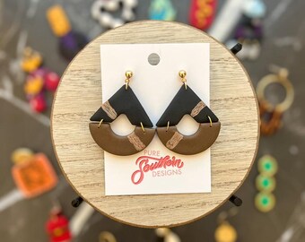 Black and Brown Clay Earrings | Handmade Clay Earrings | Clay Earrings | Polymer Clay Earrings | Movies | Polymer Clay | Handmade Jewelry