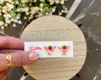 Cow Clay Earrings | Cow Stud Earrings | Cow Print | Cow Clay Stud Earrings | Simple Earrings | Stud Earrings | Gift Idea | Animal Print