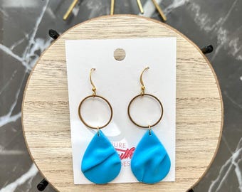 Blue Teardrop Clay Earrings | Clay Earrings | Handmade Clay Earrings | Clay Earrings | Polymer Clay Earrings | Polymer Clay | Teardrop