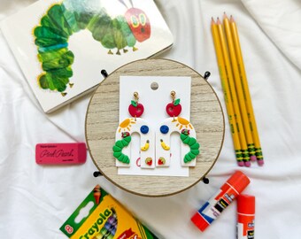 Caterpillar Earrings | Back to School Collection | Handmade Clay Earrings | Polymer Clay Earrings | Teacher Earrings | School Earrings