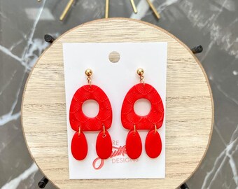 Holiday Red Clay Earrings | Clay Earrings | Handmade Clay Earrings | Clay Earrings | Polymer Clay Earrings | Polymer Clay | Stocking Stuffer