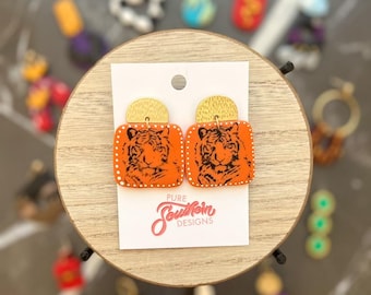 Tiger Clay Earrings | Handmade Clay Earrings | Tiger Earrings | Gift Ideas | Polymer Clay Earrings | Clay Earrings | Stripped Earrings