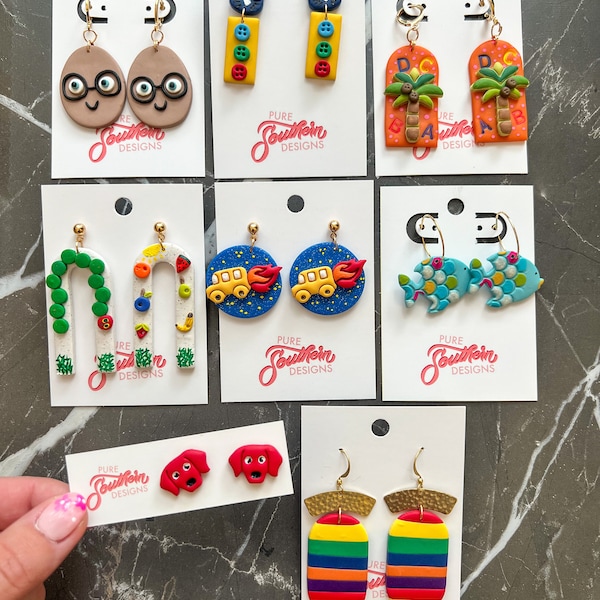 PRE-ORDER | Bookish Earring Collection | Book Earrings | Book Lover Earrings | Children Book | Clay Earrings | Handmade Clay Earrings