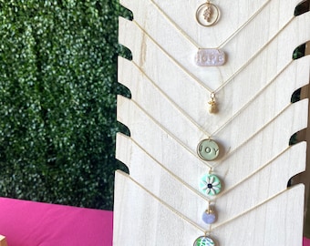 Dainty Clay Charm Necklace | Handmade Clay Charm Necklace | Clay Charms | Charm Necklace | Brass Necklace | Brass and Clay