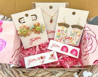 Clay Earring Mystery Box | Clay Earrings | Handmade Clay Earrings | Gift Ideas | Brass Earrings | Necklace | Earrings | Dangles | Studs