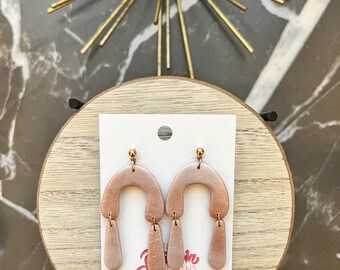 Champagne Dangle Clay Earrings | Handmade Clay Earrings | Clay Earrings | Polymer Clay Earrings | Polymer Clay | Handmade Jewelry
