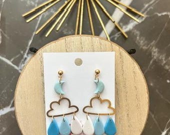 Rain Clay Earrings | Handmade Clay Earrings | Clay Earrings | Polymer Clay Earrings | Polymer Clay | Handmade Jewelry | Moon  and Rain Ear.