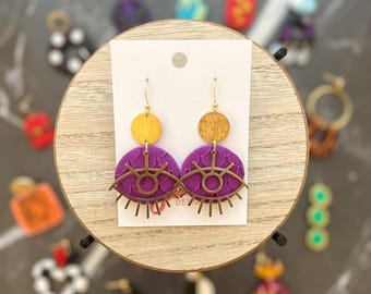 Purple Eye Clay Earrings | Handmade Clay Earrings | Clay Earrings | Polymer Clay Earrings | Movies | Polymer Clay | Handmade Jewelry