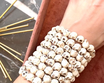 Skellington | Skull Bracelets | Handmade Bracelets | Howlite Bracelets