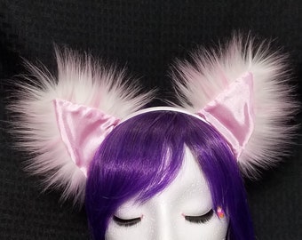 Pink Fuzzy Kitty Ears: Pastel Rave Cosplay Headband