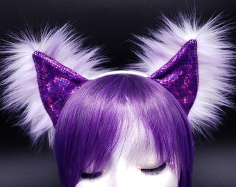 Purple Frost Fuzzy Kitty Cat Rave Ears