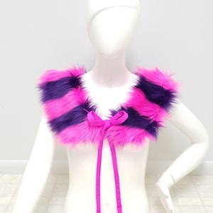 Pink Purple Cheshire Cat Fluffy Shawl Fuzzy Cheshire Cat Shoulder Piece Cover Faux Fur Cheshire Cat Top Furry Cheshire Cat Cosplay Collar
