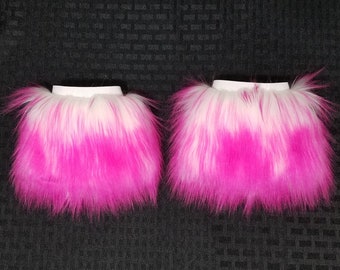 Hot Pink Frost Fluffy Wrist Cuffs Hand Covers Pink Furry Kitty Hand Fuzzies Kitten Play Cuffs Pink Hand Fluffies Pink Fuzzy Rave Wear