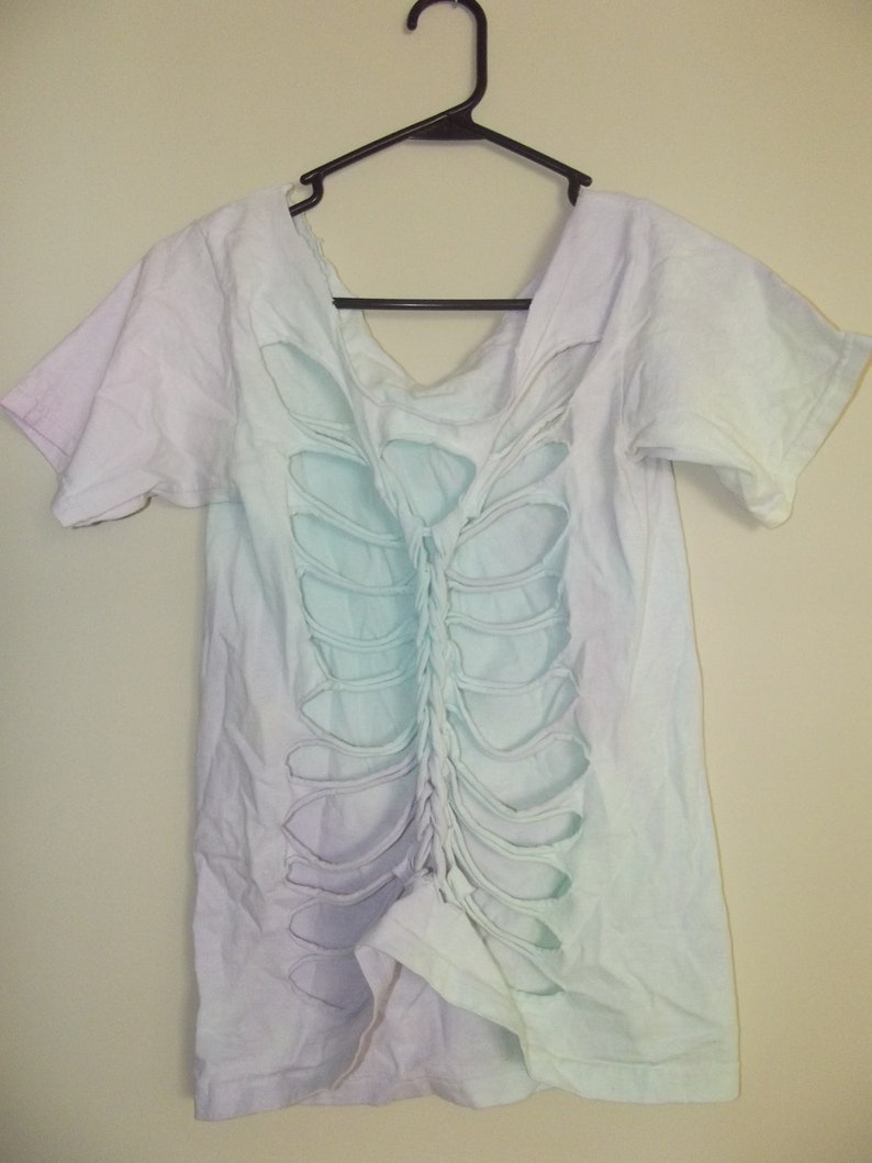 tie dye cut out rib cage shirt image 1