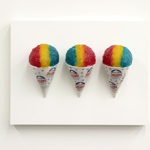 3 Sculpted Fake Snow Cones, 3D Pop Art Popsicle Sculpture, Popsicle Wall Art, Popsicle Art, Popsicle Decor, Popsicle Wall Decor,  Fake Food