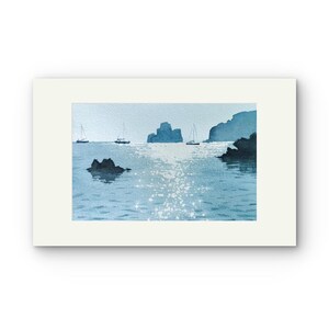Dipinto acquerello originale. Sardegna, scoglio Pan di Zucchero,  Masua, Porto Flavia NO PRINT. Opera d'arte per un regalo unico d'arredo