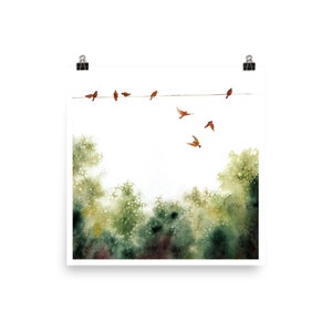 Birds. Stampa alta qualità di un dipinto originale ad acquerello.