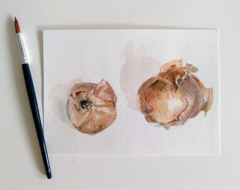 ONIONS - original watercolor painting - NO PRINTS