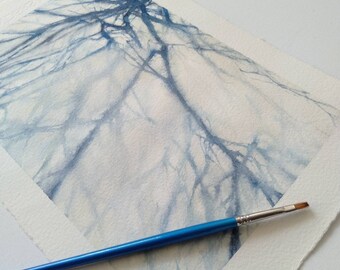 TREE  SHADOW - watercolor painting - no print