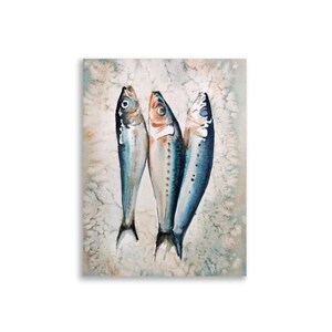 Acquerello di sardine, poster alta qualità. stampa digitale.