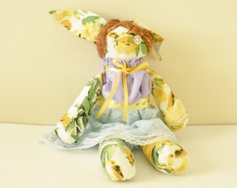 Bunny Doll - Handmade Doll - Spring Trends - Floral Print - Gift For Girls - OOAK