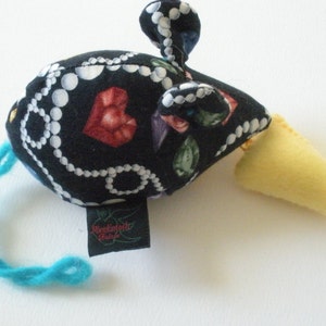 Mouse Pincushion- Jewels Print Flashy- Emery Pincushion- Stuffed Mouse