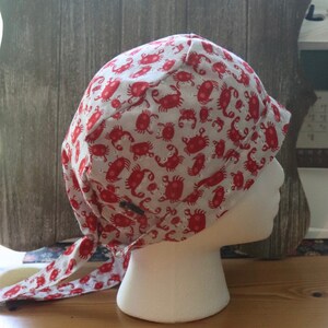 Red Crab Scrub Cap, Medical Scrub Cap, Scrub Cap for Women, Unisex Scrub Cap, Healthcare Worker Scrub Cap, Scrub Cap with Buttons