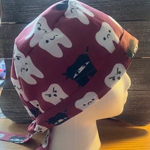 Dental Scrub Cap, Medical Scrub Cap, Scrub Cap for Women, Surgical Scrub Hat, Tooth Scrub Cap, Nurses Scrub Cap, Unisex Scrub Cap