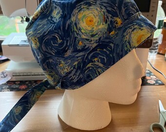 Sternennacht Blaue Scrub Cap, Medizinische Scrub Cap, Scrub Cap für Frauen, Unisex Scrub Cap, Scrub Cap für medizinisches Personal, Scrub Cap mit Knöpfen