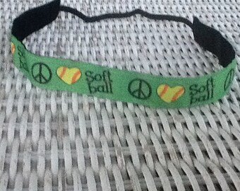 Green Softball Headbands - Girls Peace Headband - Headband for Sports - No Slip Headband - Softball Team Headband - Gifts for Sports