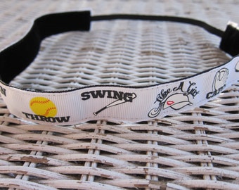 Play Softball Headband - Headband for Girls - Sports Headband - Softball Gift - Softball Accessory - Team Headbands - Hair Bands for Girls
