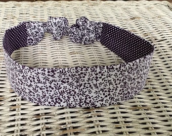 Purple Flower Headband, Reversible Headband, Headband for Women, Fabric Headband, Adult Headband, Girls Headband, Accessory, Boho Headband