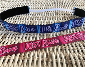Just Run Stirnband, Sport Stirnband, Laufendes Stirnband, verstellbares Stirnband, Geschenk für Frauen, Geschenk für Läufer, keine Slip Stirnband, Haarbänder