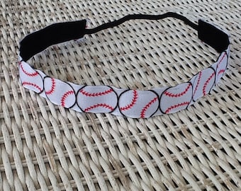 White Softball Headband - Softball Team Headbands - Headbands for Girls - Headbands for Women - Adjustable Headband - No Slip Headband