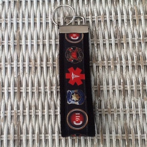 Emergency Response Keychain - Police Fire EMT Key Fob - Wristlet Keychain - Gifts for Police - Gifts for Fire Fighters - EMT Gift