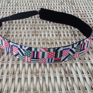 Navy Patchwork Stirnband, Mädchen Laufstirnband, Sport Stirnband, No Slip Stirnband, Nautisches Geschenk für Frauen, Erwachsene Stirnband