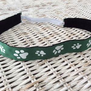 Green Paw Print Headband, Sports Headband, Headband for Women, Headband for Girls, No Slip Headband, Sports Headband, Hair Bands for Girls