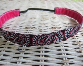 Black Paisley Headband, Running Hair Bands, Non Slip Headband, Hair Accessories, Headbands for Women, Gifts for Women, Adjustable Headband